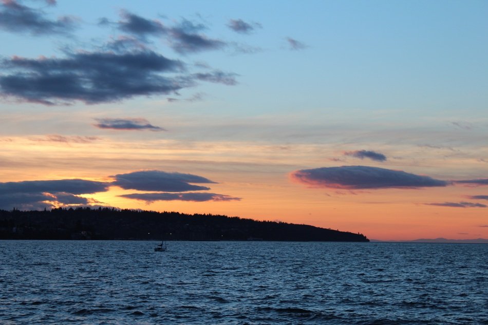 sunset over the coast at spanish banks, vancouver