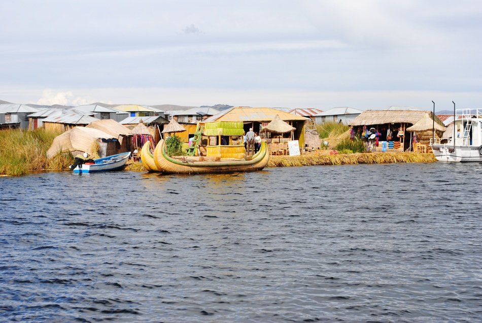 remote view of the settlements on Lake Titicaca