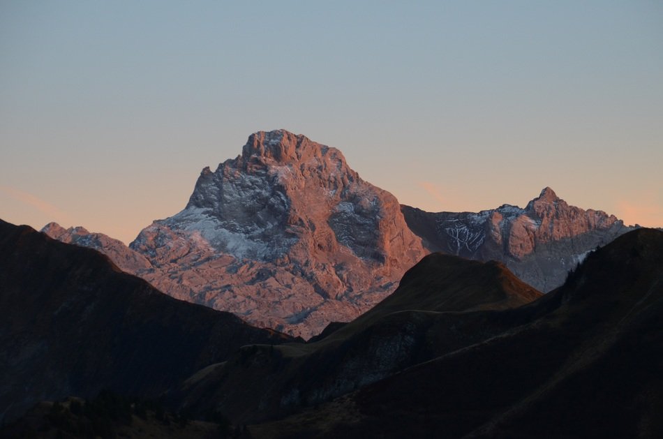 mountains during sunset