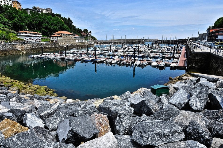 boats in stone bay, basque country