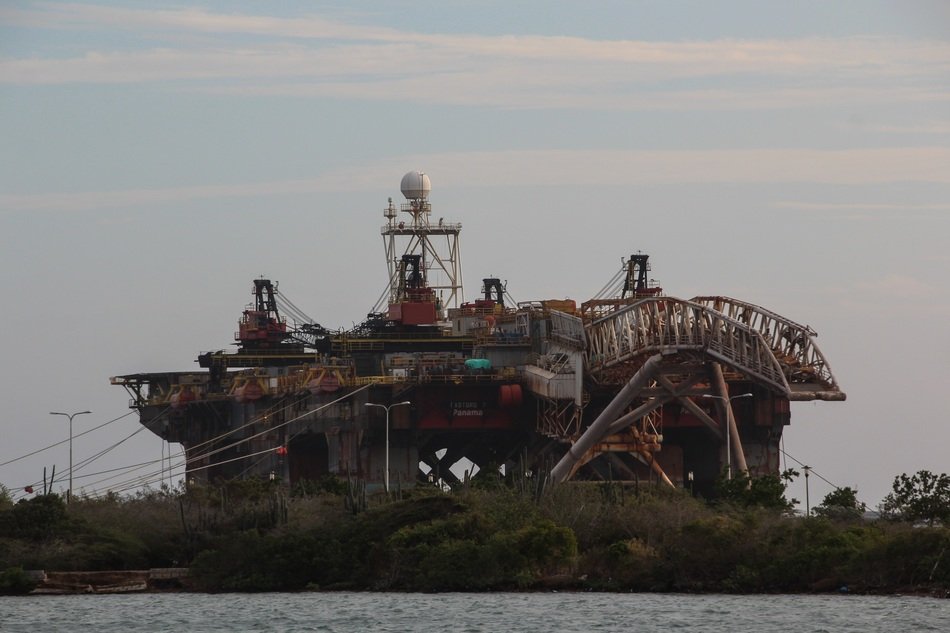 cable ship on artificial island