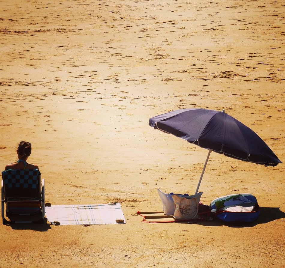 man on the beach in vendee in france