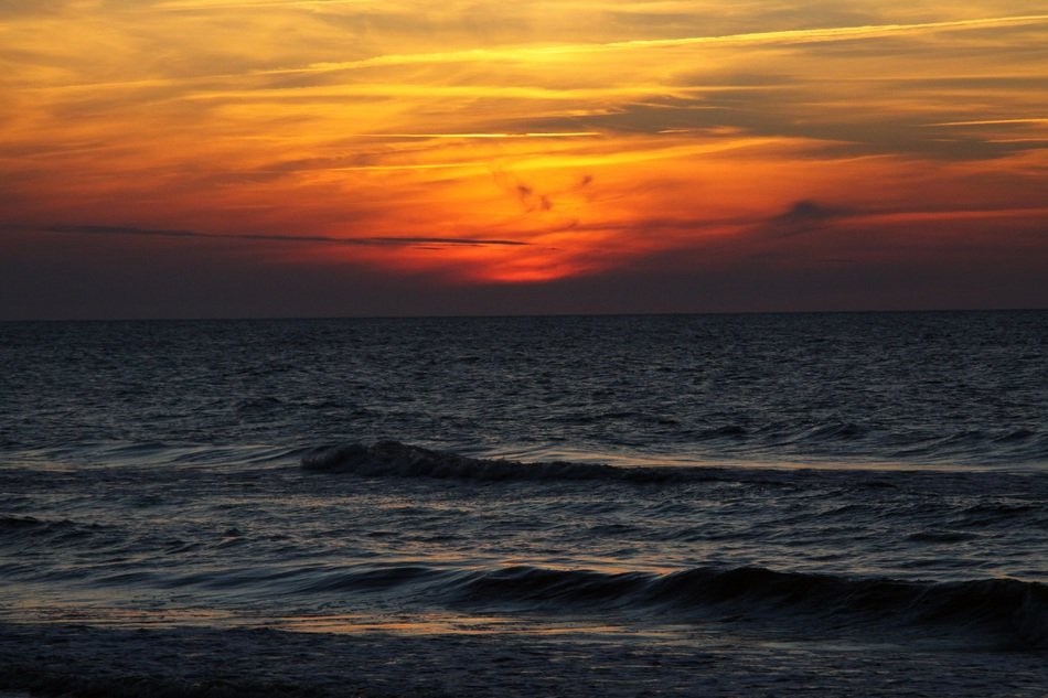 Beach under the sunset on West