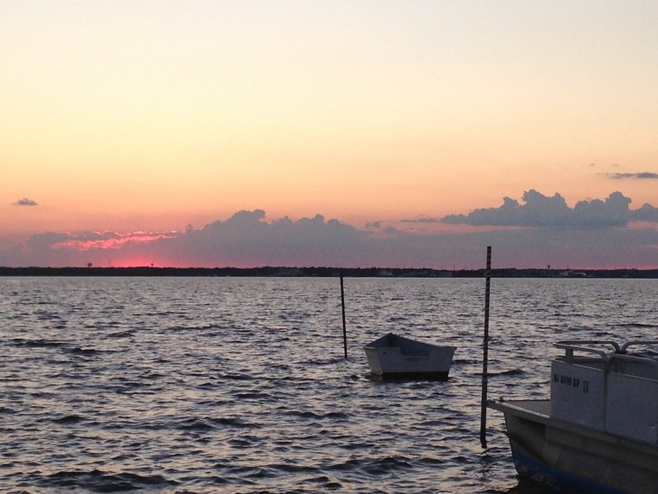 Peaceful seascape with the boats in the water