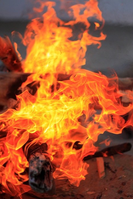 the flames of the pyre