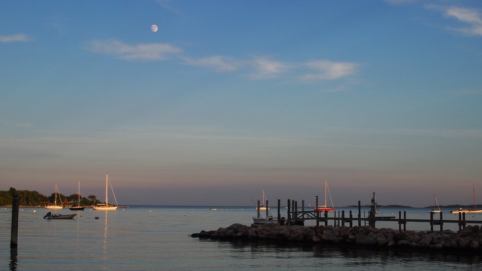 romantic sunset over the bay