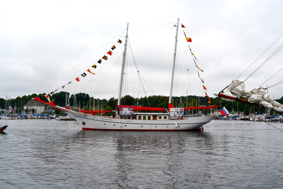 sailing ship with flags in the baltic