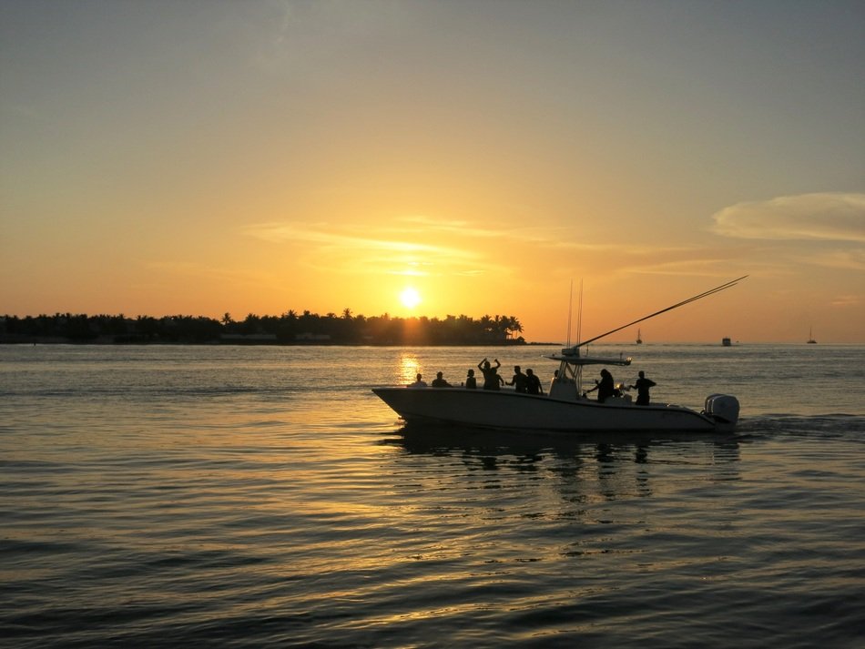 sunset celebration in the boat