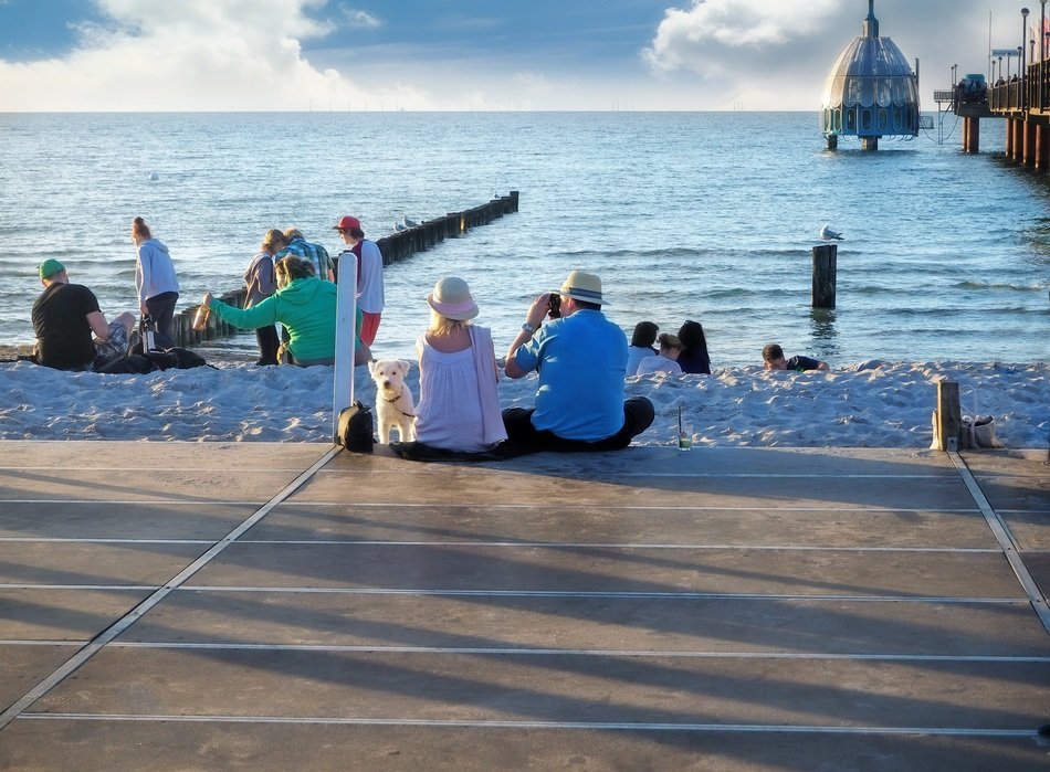 people on the beach at the baltic sea