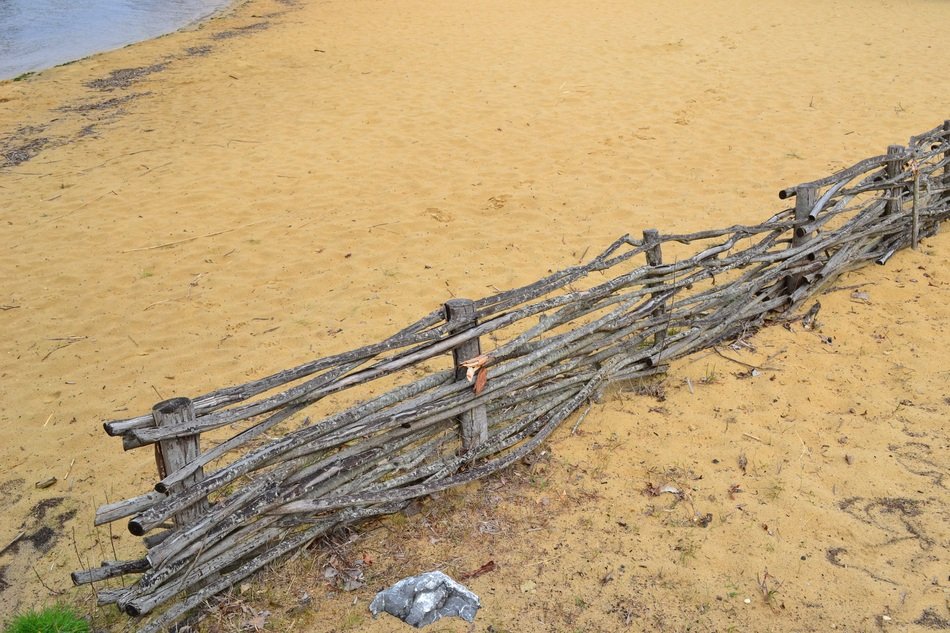 fence of branches on the beach