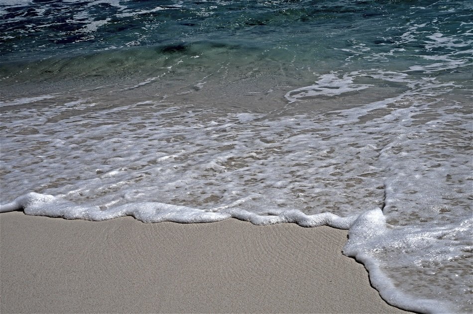 waves with foam on the beach