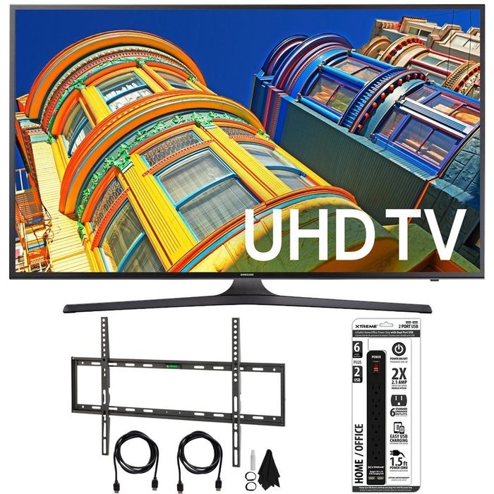 Samsung UN70KU6300 - 70" Class KU6300 6-Series 4K Ultra HD TV Flat Wall Mount Bundle includes TV, Flat Wall Mount...