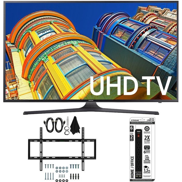 Samsung UN55KU6300 - 55-Inch Smart 4K UHD HDR LED TV w/ Slim Wall Mount Bundle includes TV, Slim Flat Wall Mount...
