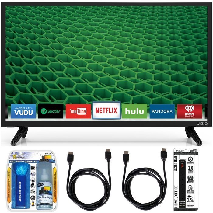 Vizio D24-D1 D-Series 24" Class Edge-Lit LED Smart TV Essential Accessory Bundle includes Television, Screen Cleaning...