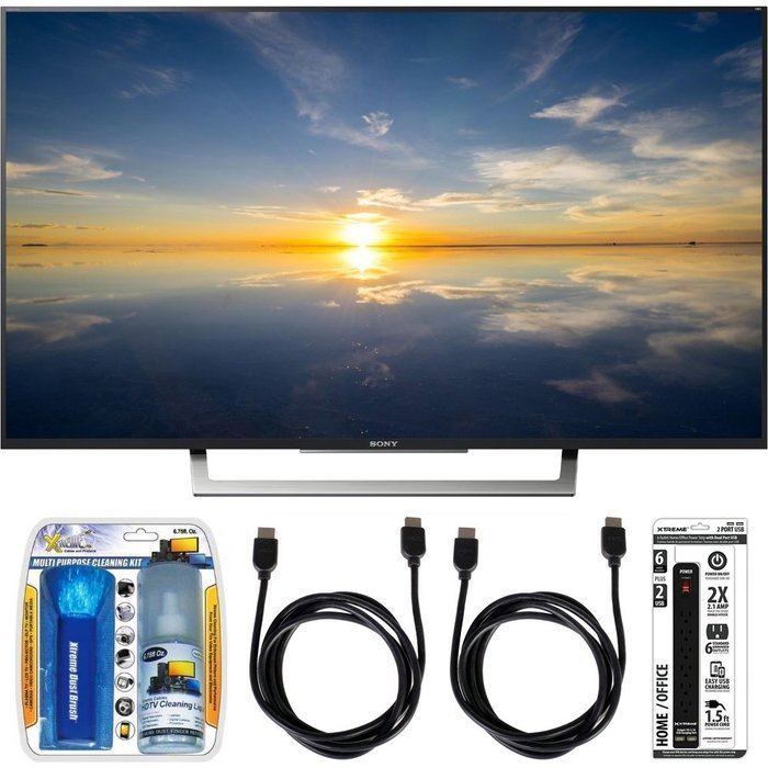 Sony XBR-43X800D - 43" Class 4K HDR Ultra HD TV w/ Essential Accessory Bundle includes TV, Screen Cleaning Kit...