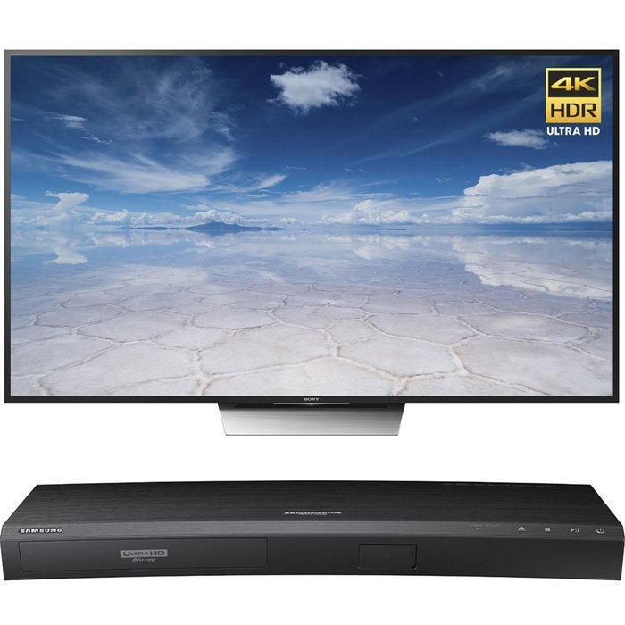 Sony 75-Inch Class 4K HDR Ultra HD TV (XBR-75X850D) with Samsung 3D Wi-Fi 4K Ultra HD Blu-ray Disc Player