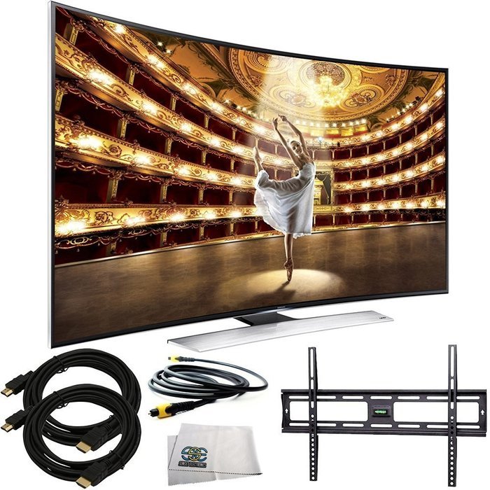 Samsung UN55HU9000 Curved 55-Inch 4K Ultra HD 120Hz 3D Smart LED TV + Ultra-Slim Flat Mount + Two 12 Feet HDMI...