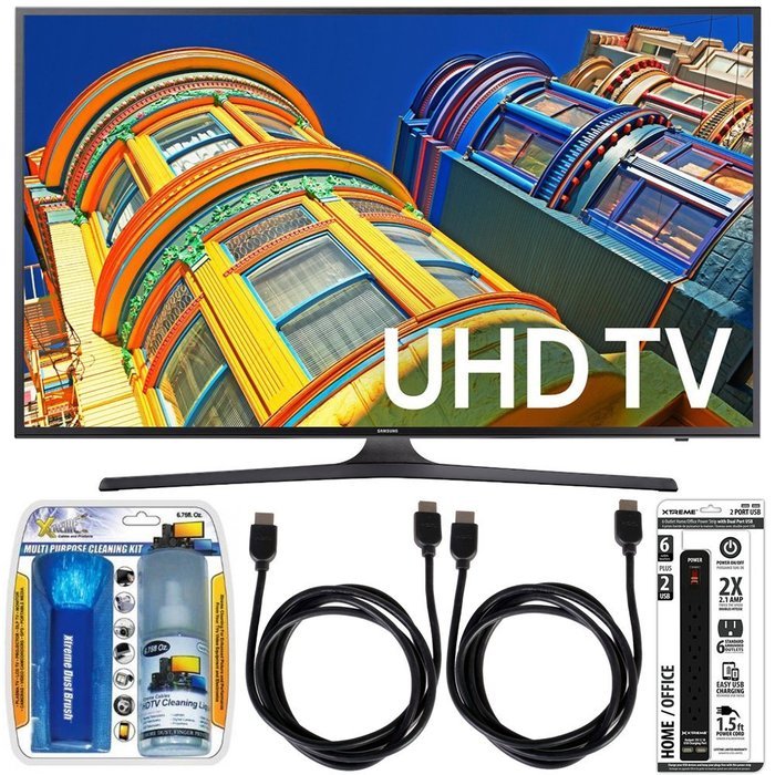 Samsung UN70KU6300 - 70" Class KU6300 6-Series 4K Ultra HD TV Essential Accessory Bundle includes TV, Screen Cleaning...