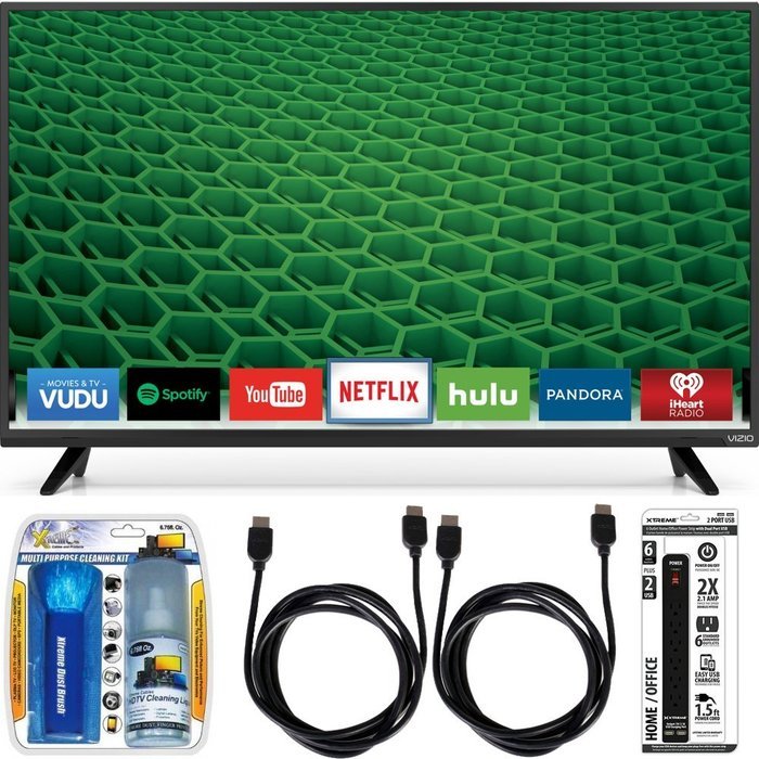 Vizio D43-D2 D-Series 43" 120Hz Full-Array LED Smart TV Essential Accessory Bundle includes TV, Screen Cleaning...