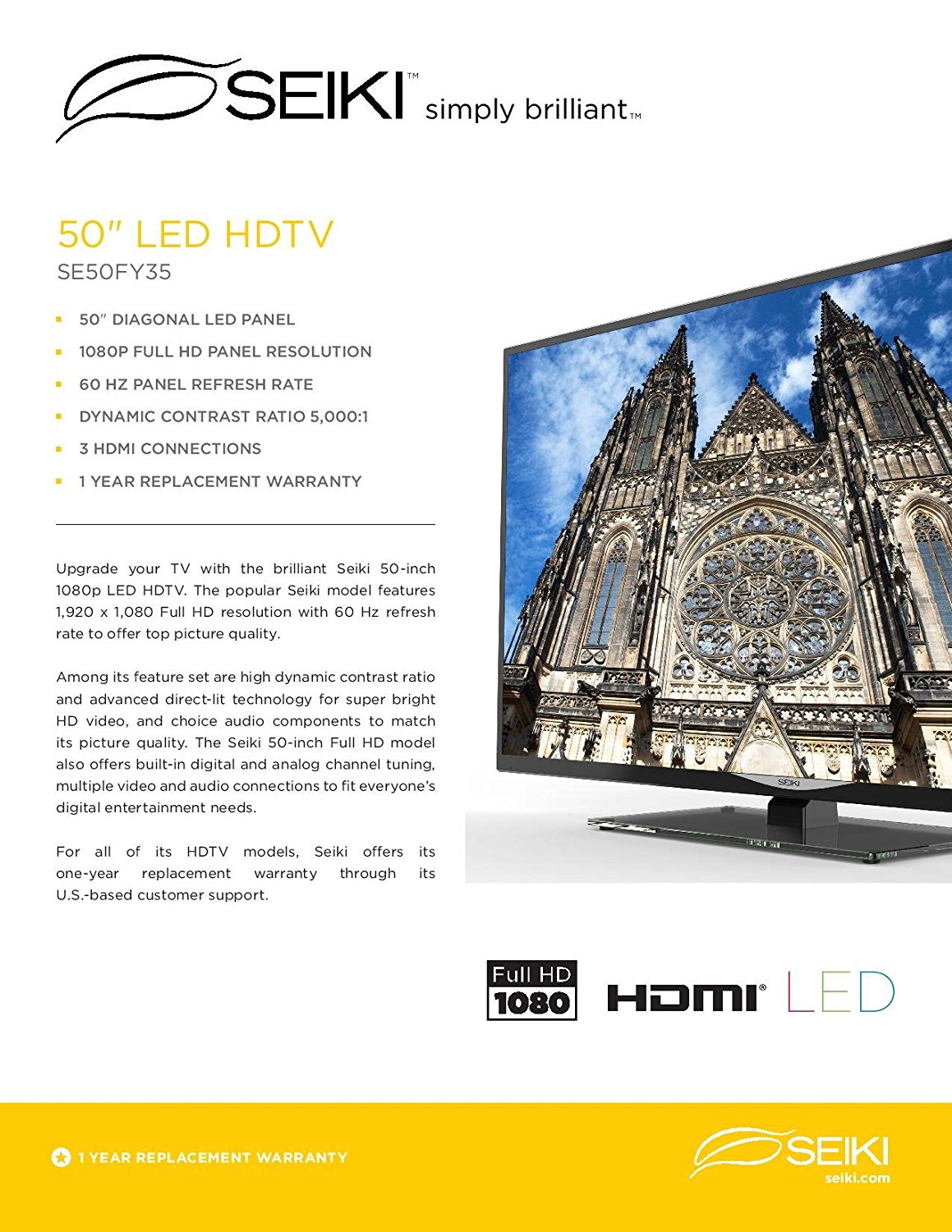 Seiki SE50FY35 50Inch 1080p 60Hz LED TV N5 free image download