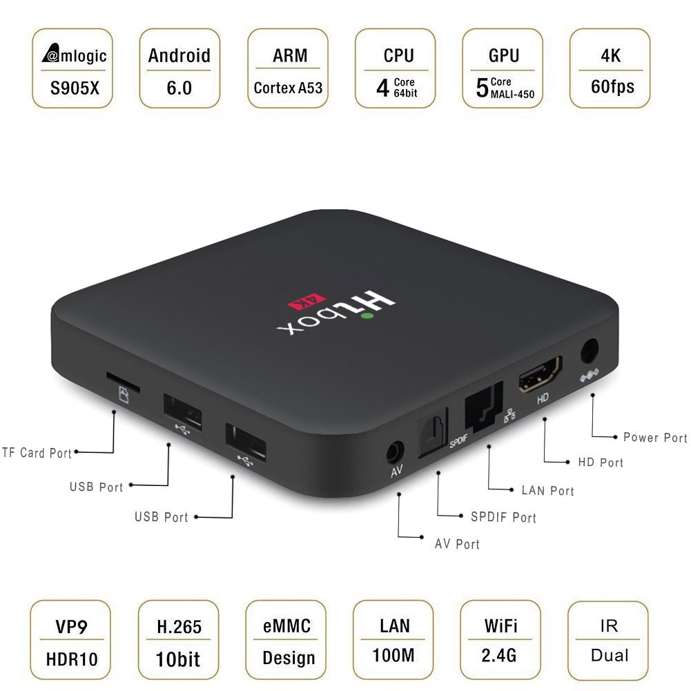 [Henscoqi Hi Box 4K] H1 TV Box Amlogic S905X Android 6.0 Marshmallow TV ...