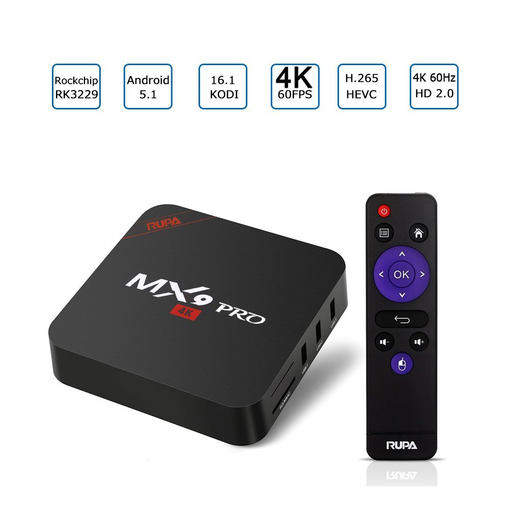 RUPA 4K MX9 PRO Android 5.1 TV Box Amlogic RK3229 2GB/16GB 1080P H.265 ...