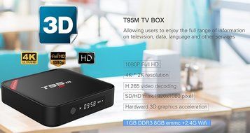 Rominetak T95M Android 6.0 Marshmallow OS TV Box Quad Core 1GB DDR3 RAM 8GB Flash 4K UHD 3D HDMI Kodi 16.1 Fully... N3