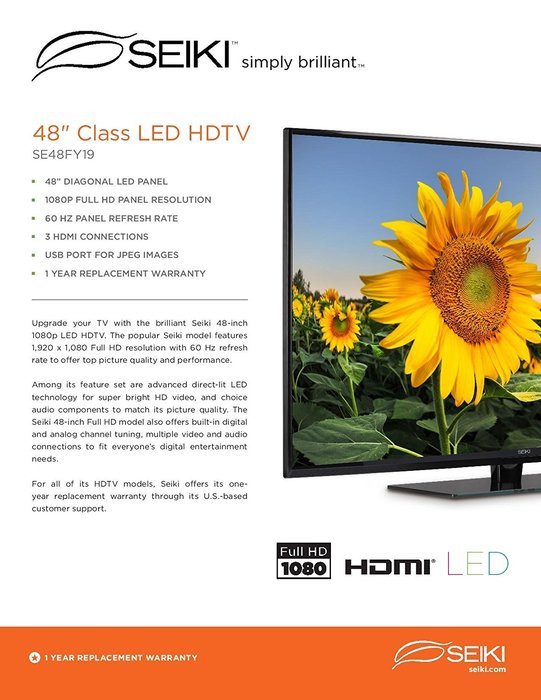 Seiki SE24FE01-W 24-Inch 1080p 60Hz LED TV (2014 Model) N17