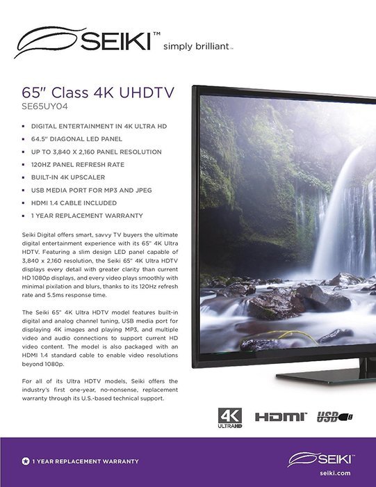 Seiki SE39UY04 39-Inch 4K Ultra HD 120Hz LED TV (Discontinued) N14