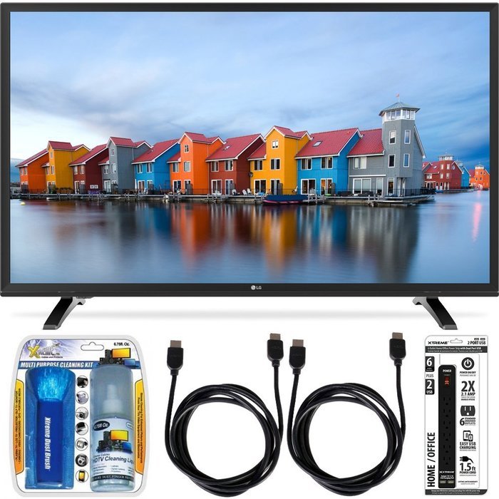 LG 32LH500B 32-Inch HD 720p 60Hz LED TV Essential Accessory Bundle includes TV, Screen Cleaning Kit, 6 Outlet...