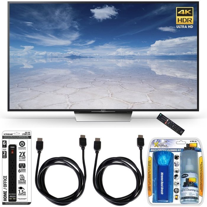 Sony XBR-65X850D 65-Inch Class 4K HDR Ultra HD TV Accessory Bundle includes TV, Screen Cleaning Kit, Power Strip...