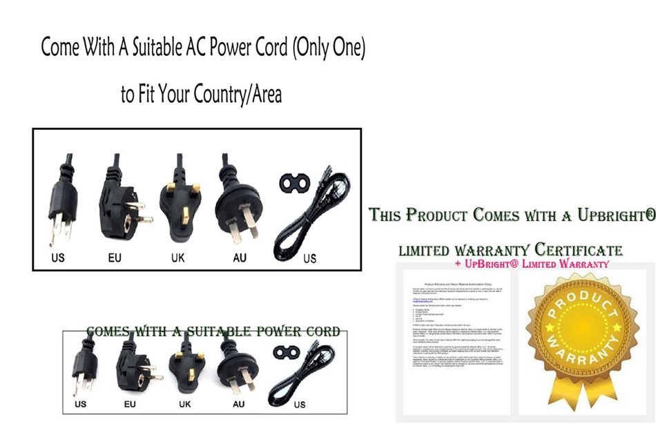 UpBright NEW 24V 12V 4-Pin Global AC / DC Adapter For Protron 30" 32" LCD TV Proton PLTV 24VDC 12VDC Power Supply...