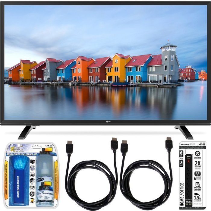 LG 32LH550B 32-Inch 720p HD LED TV Essential Accessory Bundle includes TV, Screen Cleaning Kit, 6 Outlet Power...