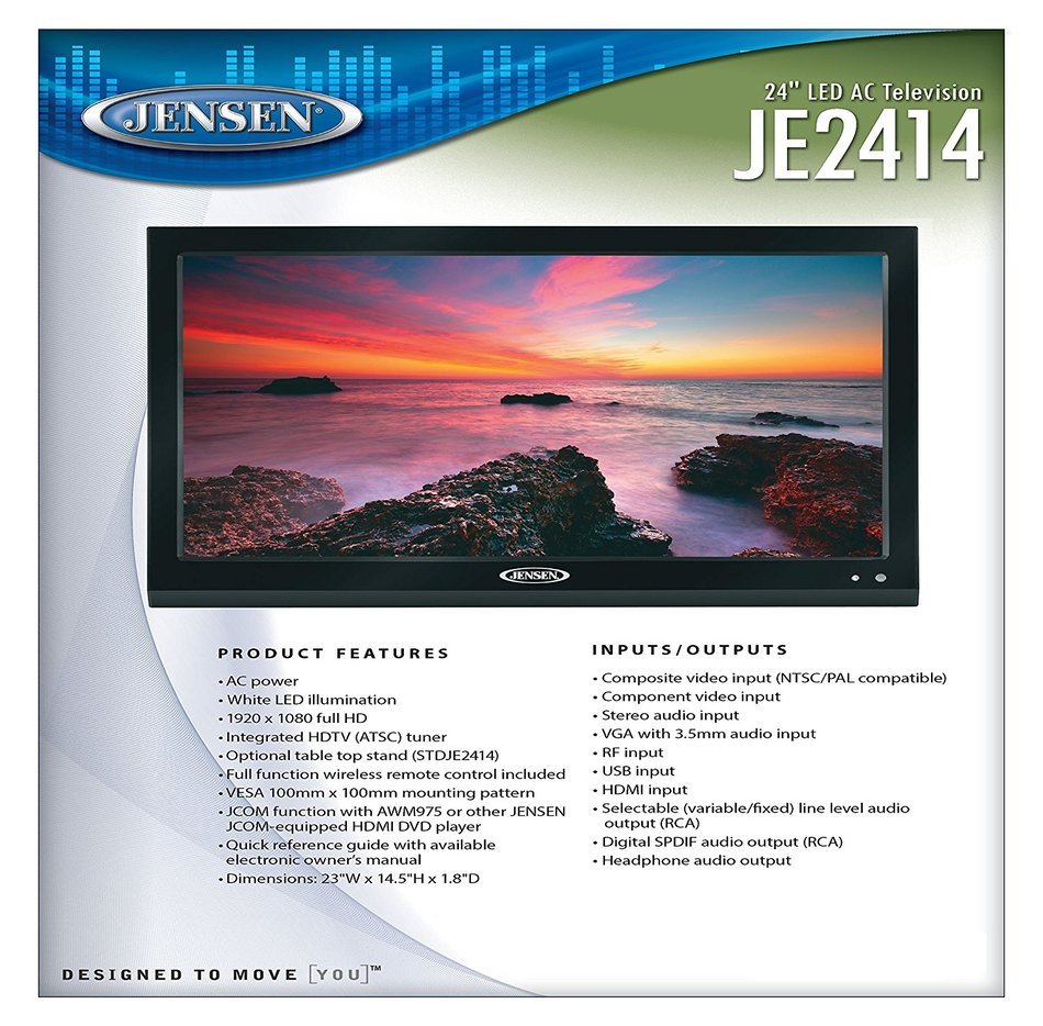 Jensen JE2414 24" LED AC Television with integrated HDTV (ATSC) tuner and full function wireless remote control... N2