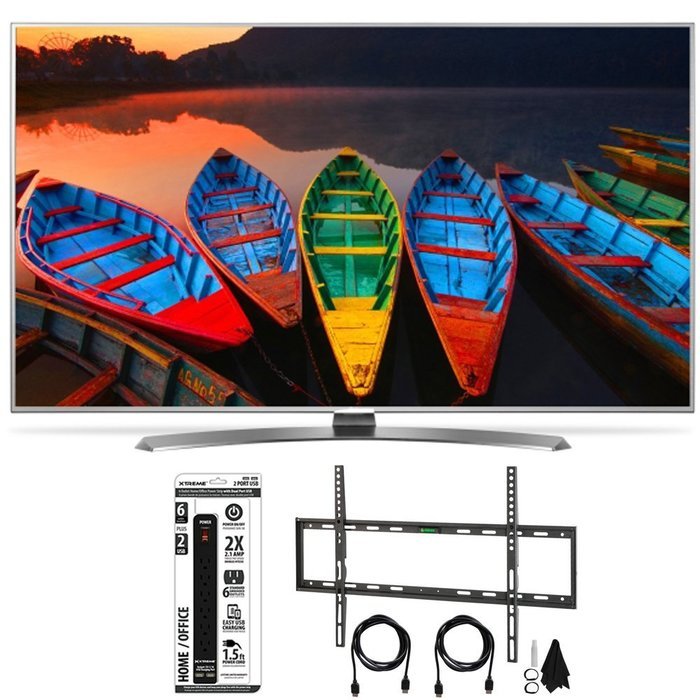 LG 65UH7700 65-Inch Super UHD 4K Smart TV w/ webOS 3.0 Flat Wall Mount Bundle includes Television, Flat Wall Mount...