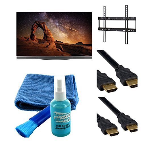 Electronics OLED55E6P FLAT 55-INCH 4K ULTRA HD SMART OLED TV (2016 MODEL) - 5 PIECE BUNDLE 2 6FT HDMI CABLE, WALL...
