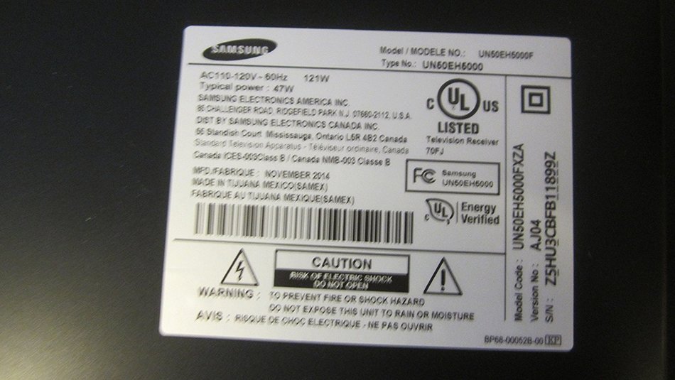 Samsung UN50EH5000F BN96-28946A (BN97-07412A) TV Main Board with 3 Screw; N4