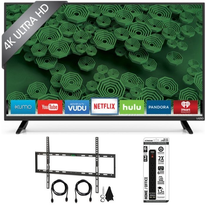 Vizio D65u-D2 65" Class Ultra HD 4K Full-Array LED Smart TV Flat Wall Mount Kit Bundle includes TV, Flat Wall...