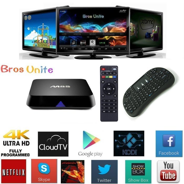 [2016 Free Wireless Mini keyboard] Bros Unite M8S Amlogic S812 Quad Core Android tv box Full Loaded Add-ons with...