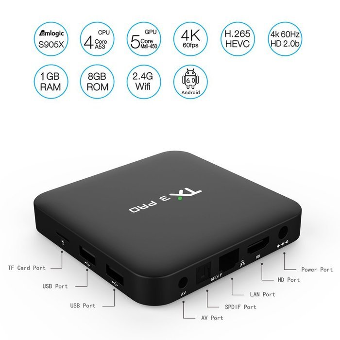 Kekilo TX3 Pro Kodi 16.1 Pre-installed Amlogic S905X Android 6.0 Quad Core TV Box 1G/8G 4K HD WiFi Google Streaming... N2