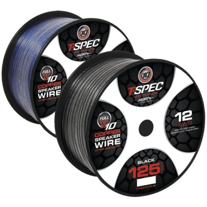 T-Spec V10SW12125-BK 12-Gauge Speaker Wire 125ft Marine Compliant Black Consumer Electronics