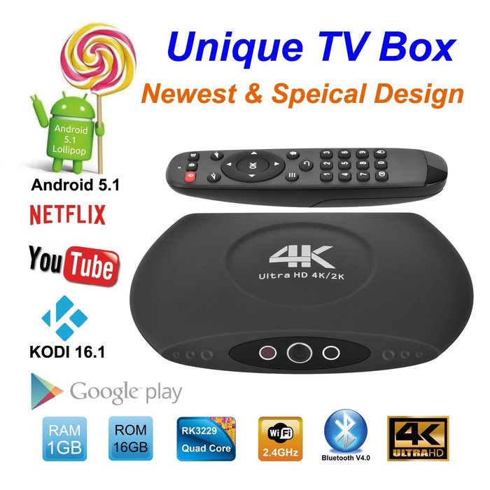 Android TV Box Fully Loaded &ndash; [1GB+16GB+Bluetooth 4.0] Kodi 16.1 XBMC, [2017 Esdabem Unique Newest Design] Support... N3