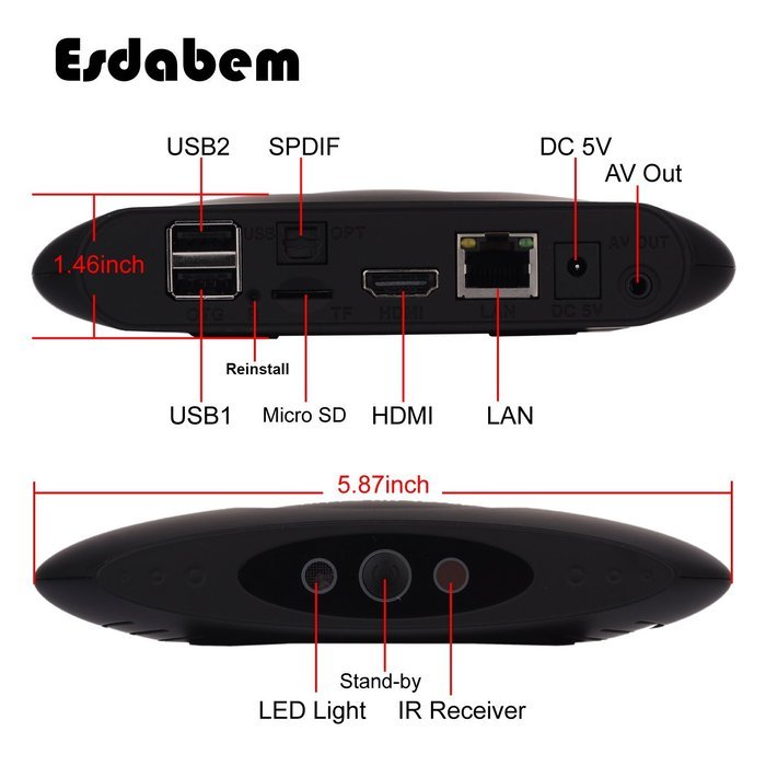 Android TV Box Fully Loaded &ndash; [1GB+16GB+Bluetooth 4.0] Kodi 16.1 XBMC, [2017 Esdabem Unique Newest Design] Support... N5