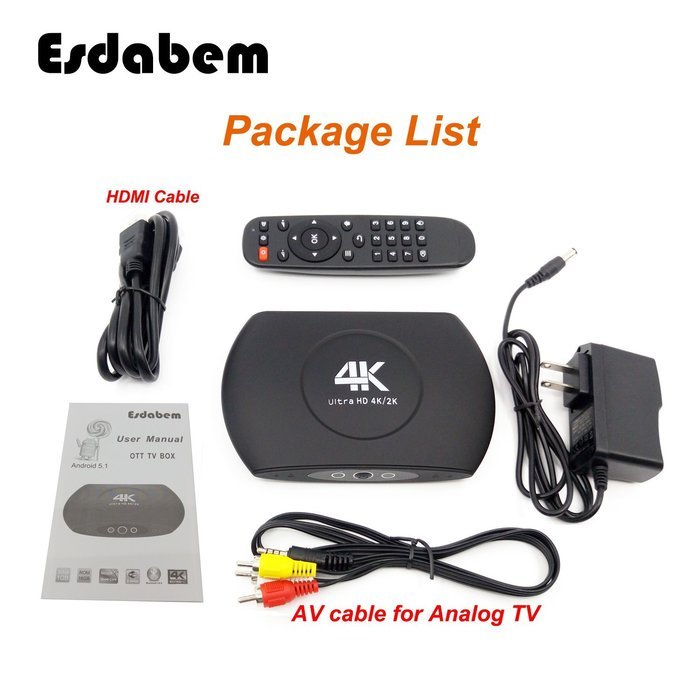 Android TV Box Fully Loaded &ndash; [1GB+16GB+Bluetooth 4.0] Kodi 16.1 XBMC, [2017 Esdabem Unique Newest Design] Support... N8