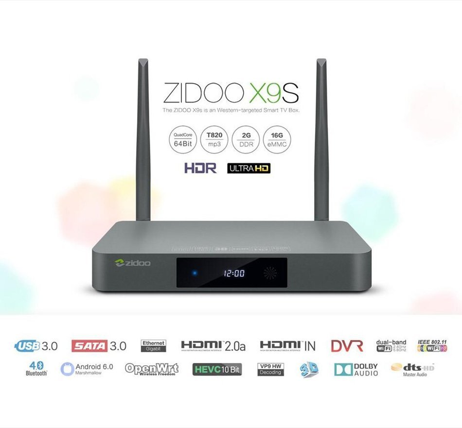 Android TV Box Zidoo X9S Android 6.0 OpenWRT(NAS) Quad Core 2G/16G Dual Band WIFI 1000Mbps LAN HDR USB3.0 HDMI... N2