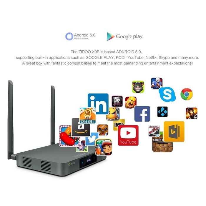 Android TV Box Zidoo X9S Android 6.0 OpenWRT(NAS) Quad Core 2G/16G Dual Band WIFI 1000Mbps LAN HDR USB3.0 HDMI... N5