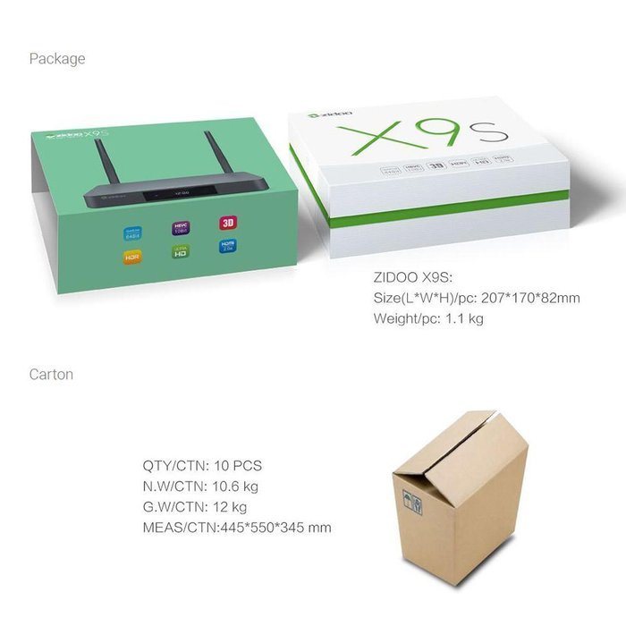 Android TV Box Zidoo X9S Android 6.0 OpenWRT(NAS) Quad Core 2G/16G Dual Band WIFI 1000Mbps LAN HDR USB3.0 HDMI... N9