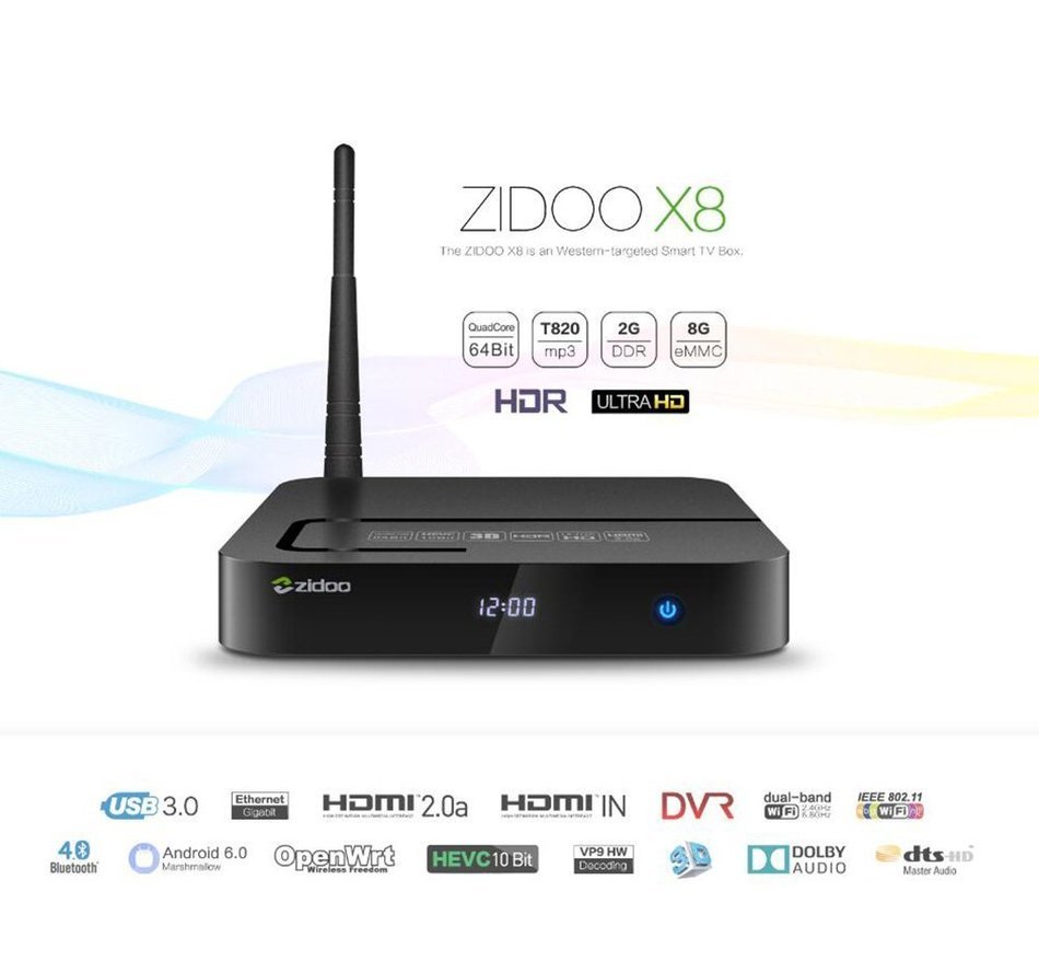 Android TV Box Zidoo X9S Android 6.0 OpenWRT(NAS) Quad Core 2G/16G Dual Band WIFI 1000Mbps LAN HDR USB3.0 HDMI... N11