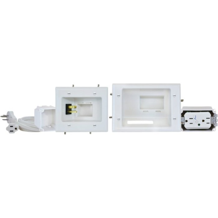 Datacomm 450028WH Recessed Outlet Kit W/Straight Blade Inlet & Surge Suppressor Consumer Electronics