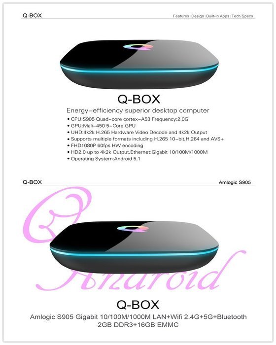 WISEWO Q-Box Android 5.1 Amlogic S905 Smart TV Box Quad Core Speed Bluetooth 4.0 Dual Band Wifi KODI/XBMC Fully... N2